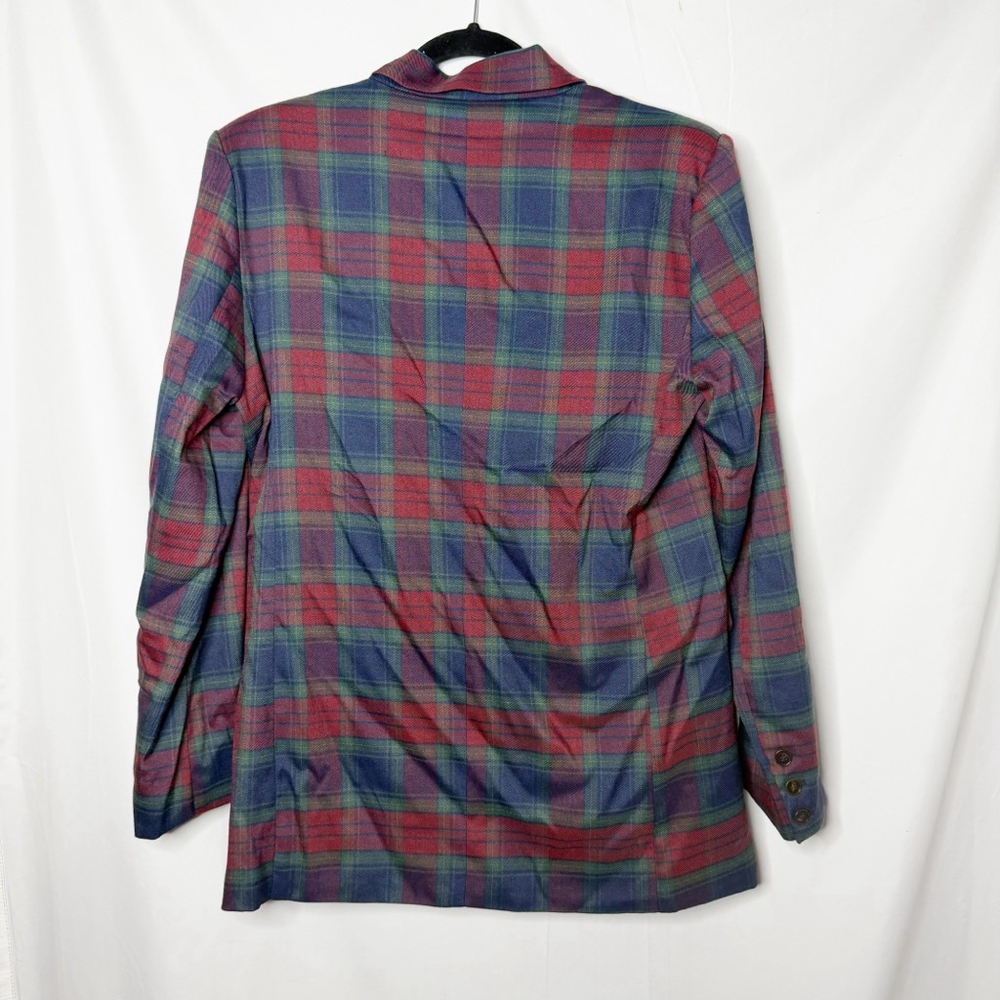 Women's VICI Plaid Double-Breasted Jettie Blazer M Blue Red - Picture 4 of 6
